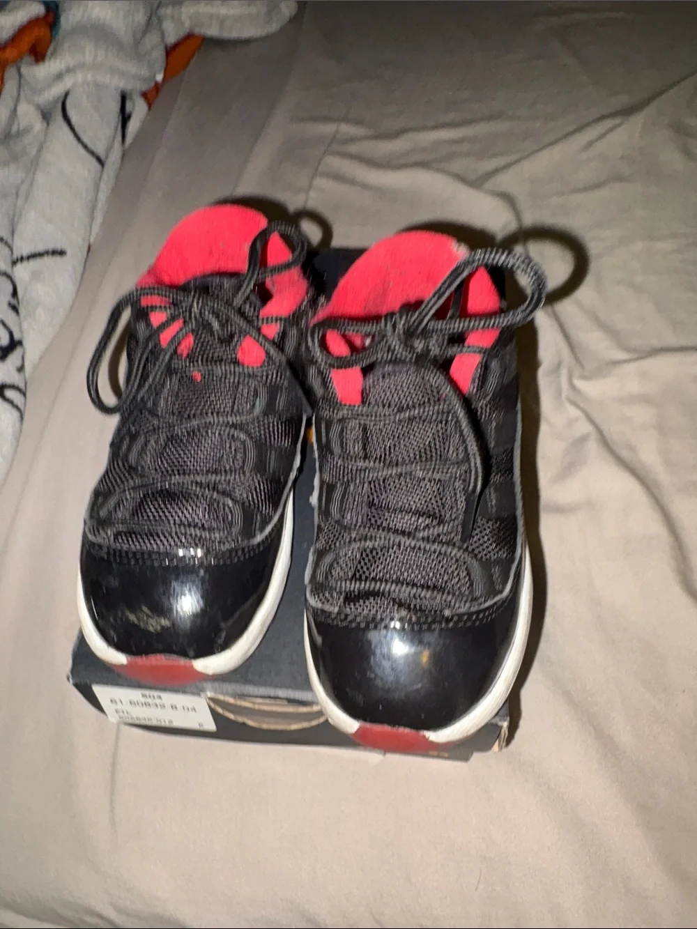 Jordan Kids Black and Red Retro Low Basketball Sneakers